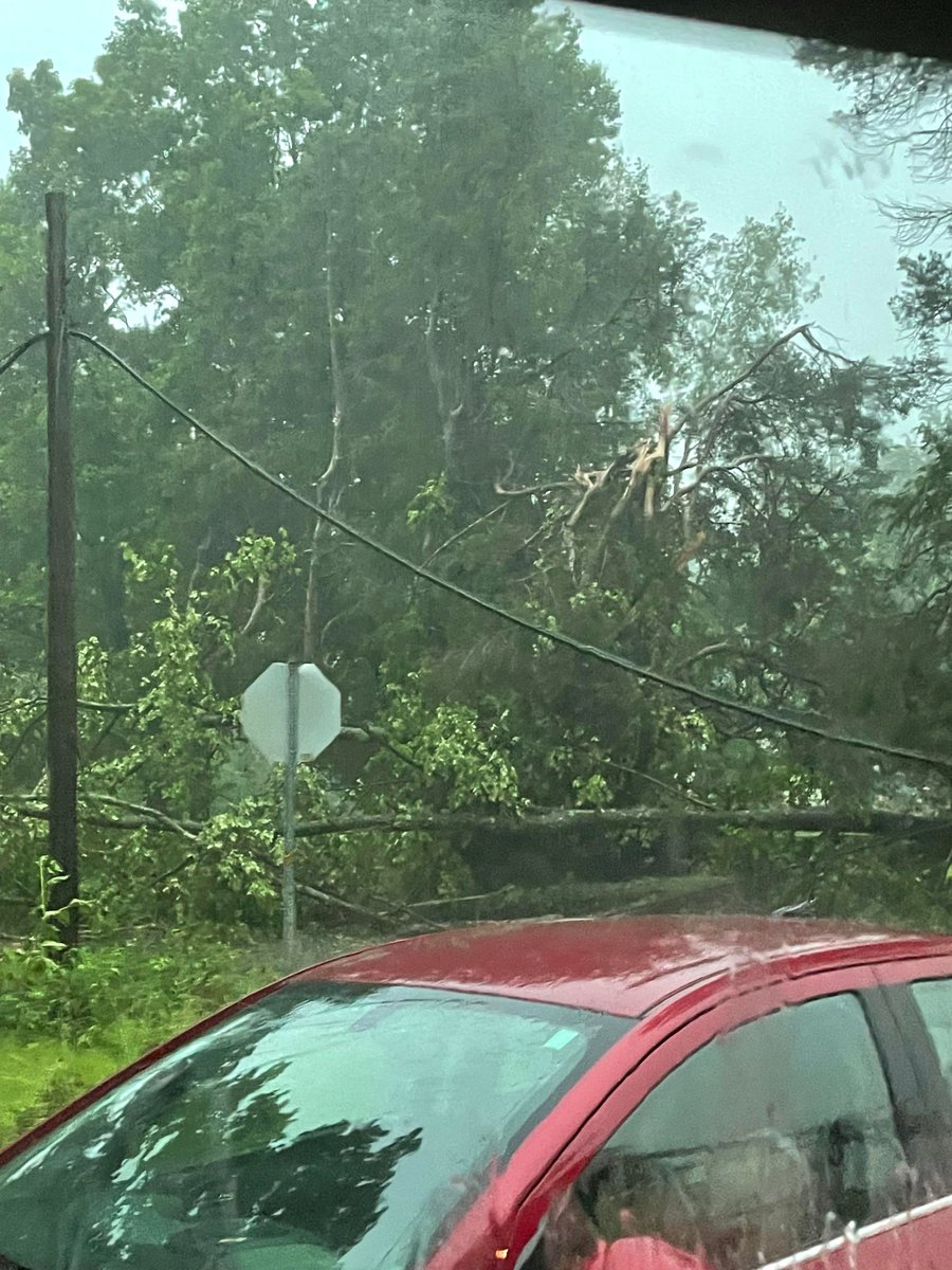foxweather's tweet photo. Photos show damage to buildings and trees down in Goshen, Ohio after a tornado moved through the area. #OHwx 

📸: Krissy Neal https://t.co/dhKBFq8MIH