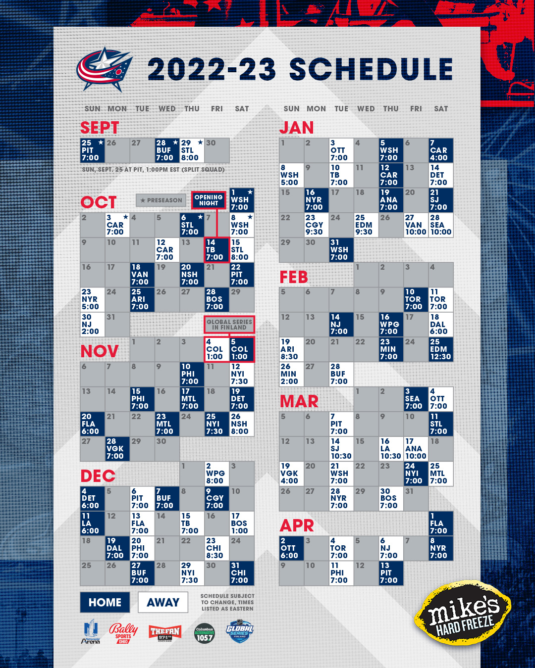 Blues release 2022-23 schedule, begin season at home against Columbus