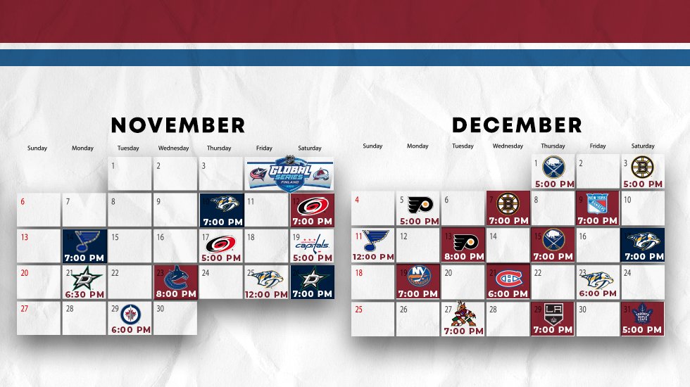 Colorado Avalanche on X: 🥁🥁🥁 The 2023-24 schedule is here! #GoAvsGo   / X