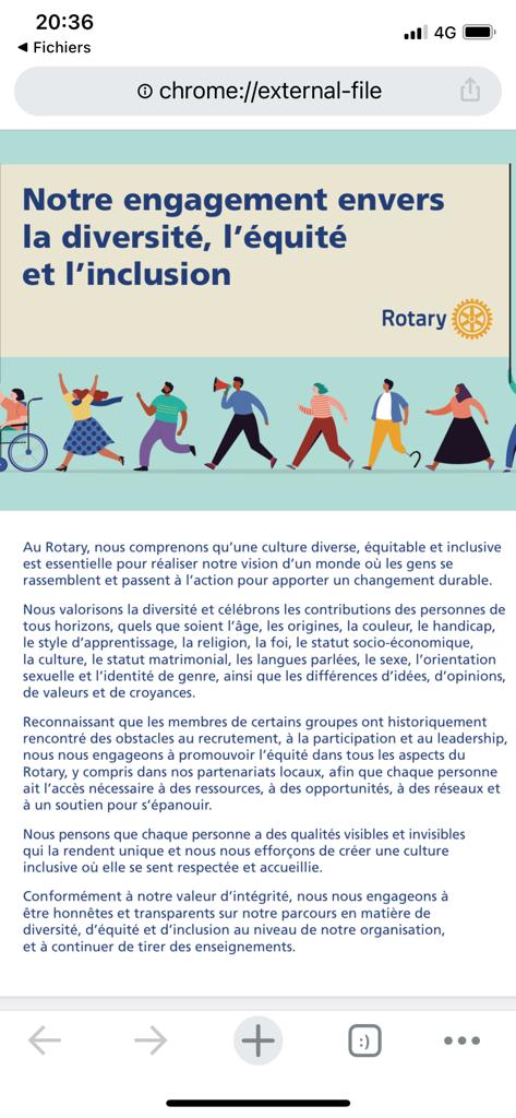 RotaryMaroc's tweet photo. Pour devenir + #Diversifiés, #Equitables et #Inclusifs, nous devons #agir pour 1 #société où chacun est reconnu et où nous avons tous le même accès au savoir. C'est le nv Code de conduite DEI du #Rotary qui reflète nos #valeurs pour 1 environnement #collaboratif #positif et #sain https://t.co/6umlX6rVe2