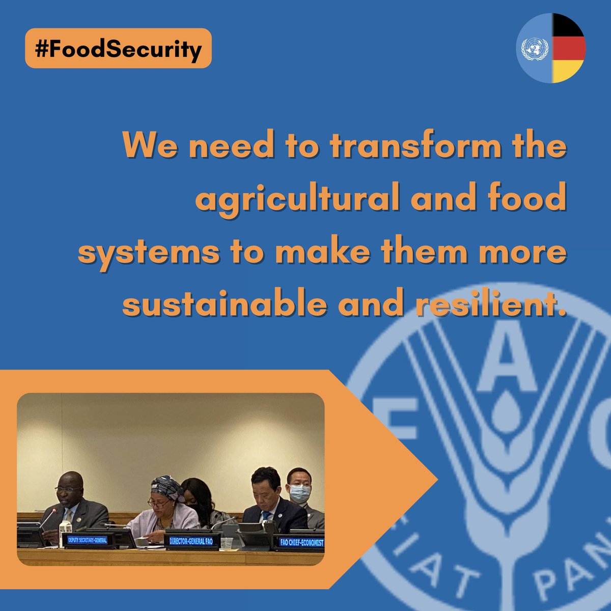 The 🌎 is not on track! In New York, the UN presented alarming facts about increasing hunger and malnutrition in its #SOFI2022 report. Effects of climate crisis &amp; pandemic are exacerbated by Russia‘s war. 
🇩🇪 is working hard to be a partner to solve hunger, now and long-term.