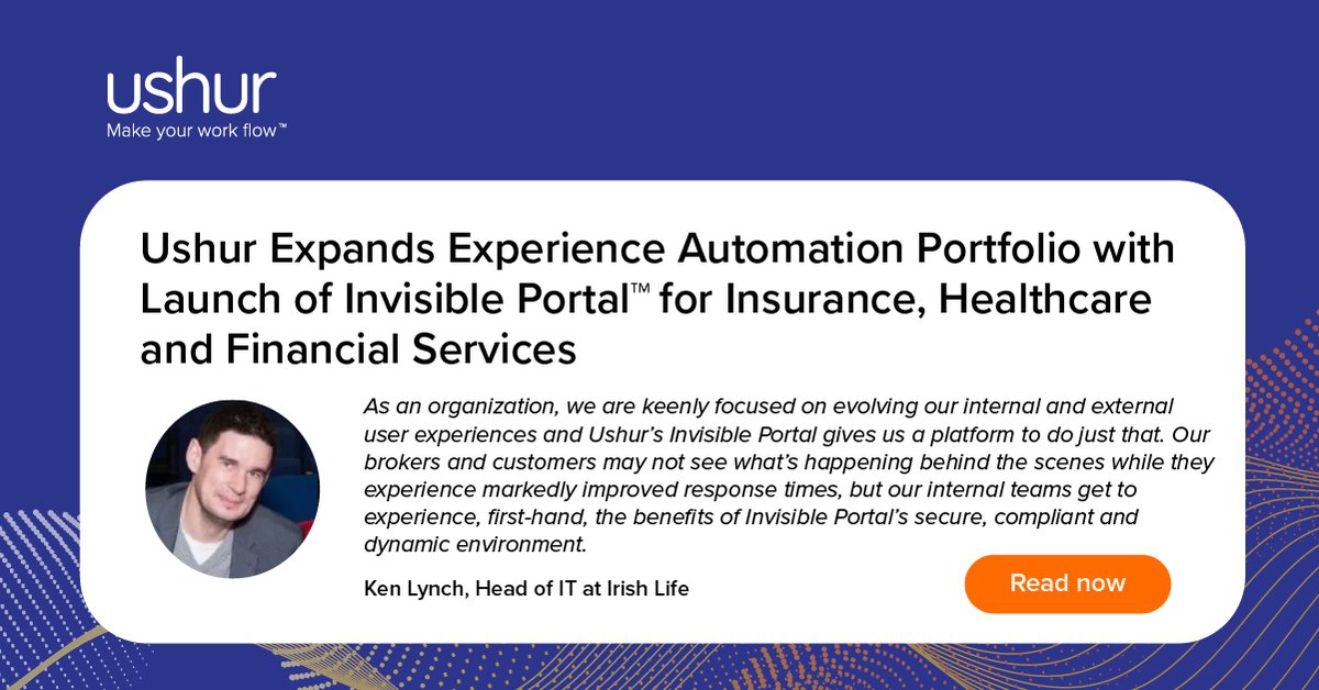 ushurInc's tweet photo. Ushur unveiled Invisible Portal, No-Code Integrations &amp; Advanced Analytics at their live launch event. These innovations help highly regulated industries transform their CX with even more speed &amp; flexibility than before.

Learn more in our press release https://t.co/SgKFc4XATg https://t.co/PDGqljWGm2