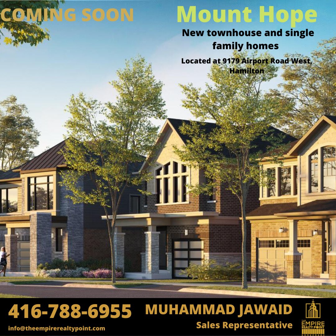 MJawaid24's tweet photo. Mount Hope |||  Hamilton
New townhouse and single family homes 
#DreamHome #HomeBuyers  #RealEstateProject #condosforsale #Apartmentforsale #newproject 
#bramptonrealestate #toronto #torontorealestate #torontocanada #singledettached #homedecor #homeinspiration #newhomes #Hamilton https://t.co/QBctew7yIr