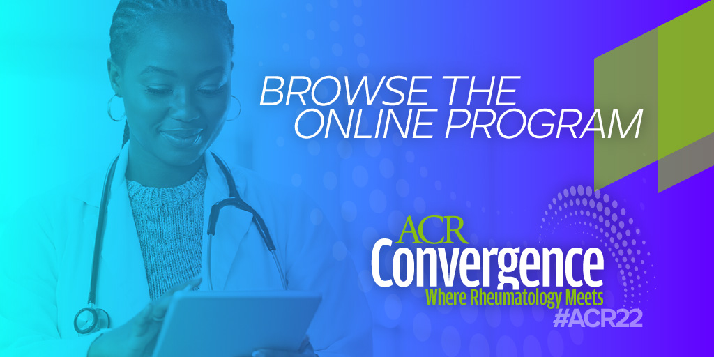 The #ACR22 online program is now available! Visit the online program often, as new program information showcasing cutting-edge & timely topics in #rheum is continually updated & added. Explore the most up-to-date list of sessions → acr.tw/3yL2lGx #ACR22