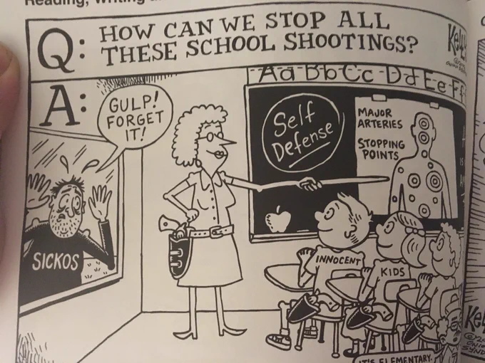 hey you know how the idea with Kelly comics from The Onion is that they're supposed to be so hyperbolic and take the weirdest possible angle that nobody could actually seriously have Kelly's beliefs?

check out this one from a little over a decade ago 