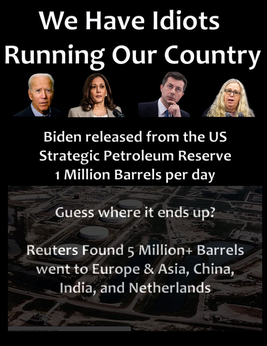 AngeloGino's tweet photo. #IdiotsRunOurCountry 
Our Strategic Petroleum Reserves are at the lowest Levels since 1986 now.  American Democrats Running this country are Idiots! https://t.co/IveBi5RUsg