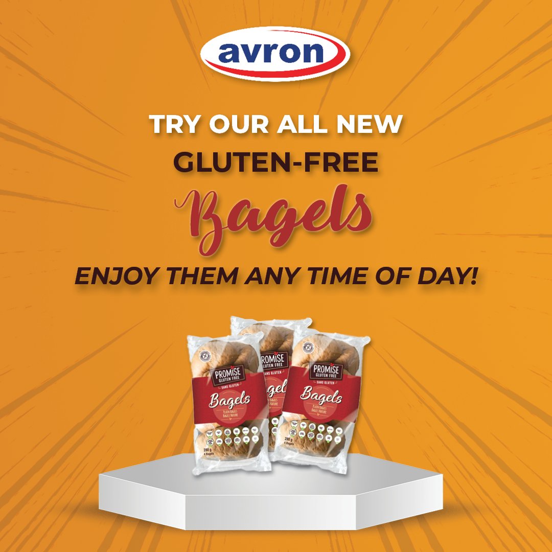 AvronCanada's tweet photo. Introducing our new gluten-free bagels! Their soft, chewy center tastes just as good as any other type of bagel. The only difference? They're completely wheat free, so you can enjoy without worry!

Shop our all-new gluten free bagels now at https://t.co/gkPdyPNBKv https://t.co/5ml49kCqyu