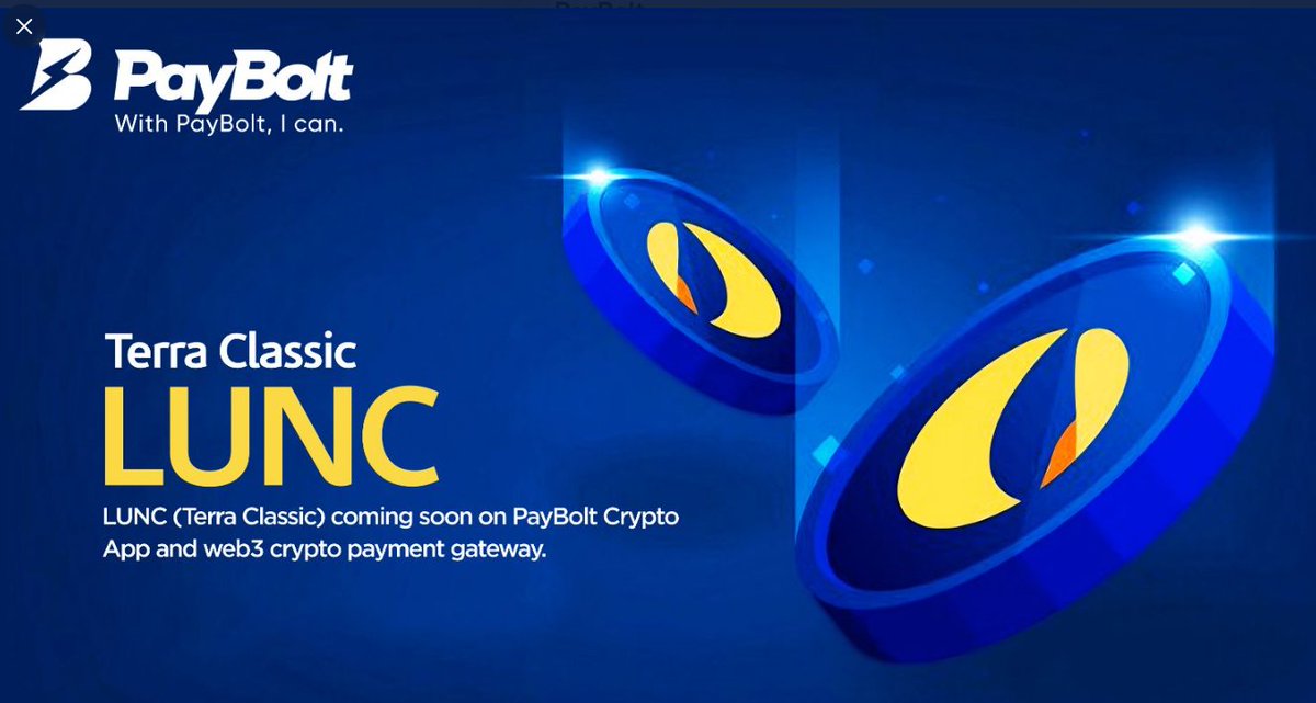 LiveLunc's tweet photo. PayBolt - by adding LUNC in PayBolt's #web3 crypto payment gateway, users will be able to spend Luna Classic to buy real things online/offline.

Listed now on https://t.co/brxcX2gzjy!

#lunc #luncburn #LUNAtic #LUNAc #LUNA  #LUNCarmy #lunccoin #cryptocurrecy 
@PayBoltOfficial https://t.co/0BDapEsks4