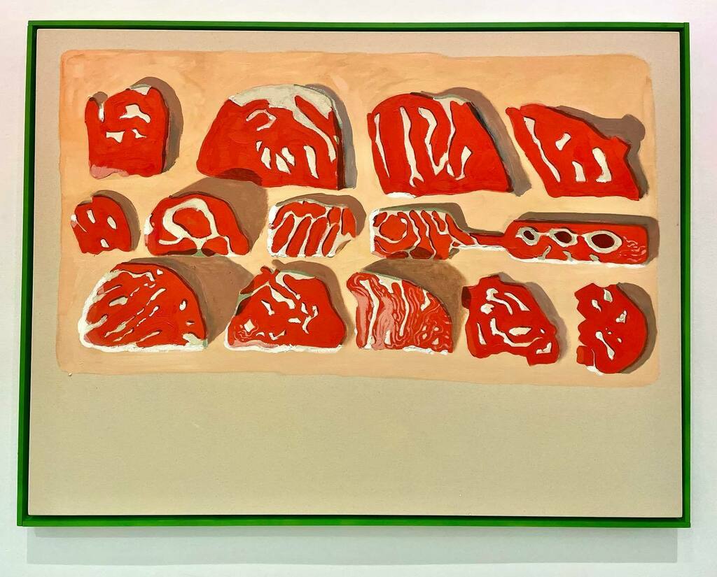 macgregor_td's tweet photo. Meat Helmets and artillery oil on canvas 2022. One a few paintings on show @aptgallery opening tomorrow until Sunday. 12-5pm private view tomorrow evening 6-8pm. See you there. #meathelmet #meat #art #painterstoday #contemporarypainting #contemporaryart #futilidade #futilit… https://t.co/Z9n3dcEdYv