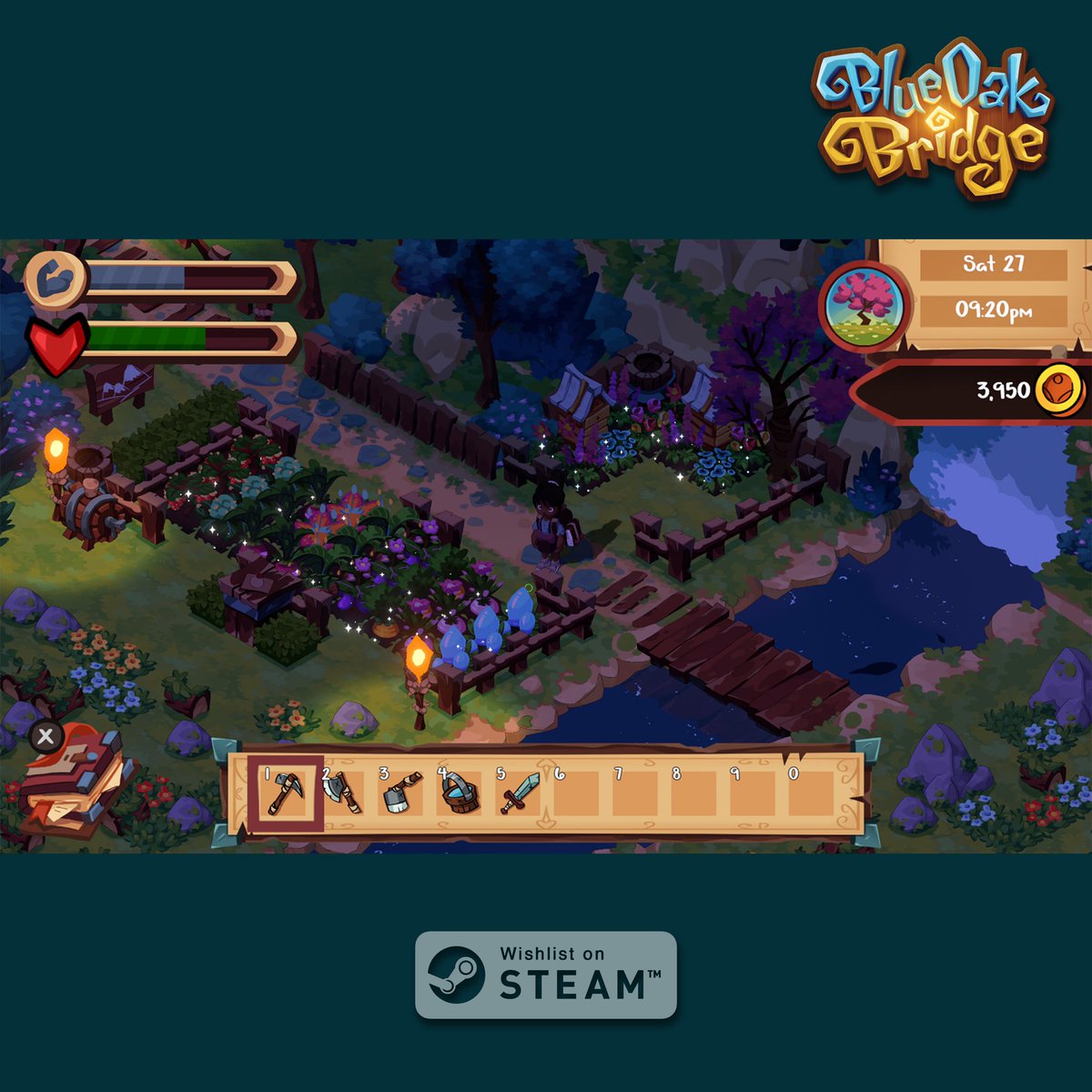 blueoakbridge's tweet photo. ✨Retweet to enter to win a game!✨ Contest ends July 13th 🌱💙 Winner from the last  contest: @keiko_vtuber 💙 | Artist: @mattsanzart #gamedev #gameart https://t.co/lmr18R6ynx