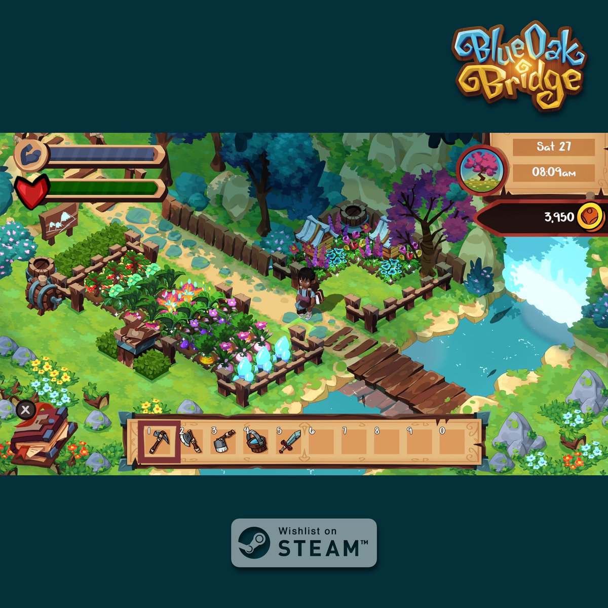 blueoakbridge's tweet photo. ✨Retweet to enter to win a game!✨ Contest ends July 13th 🌱💙 Winner from the last  contest: @keiko_vtuber 💙 | Artist: @mattsanzart #gamedev #gameart https://t.co/lmr18R6ynx