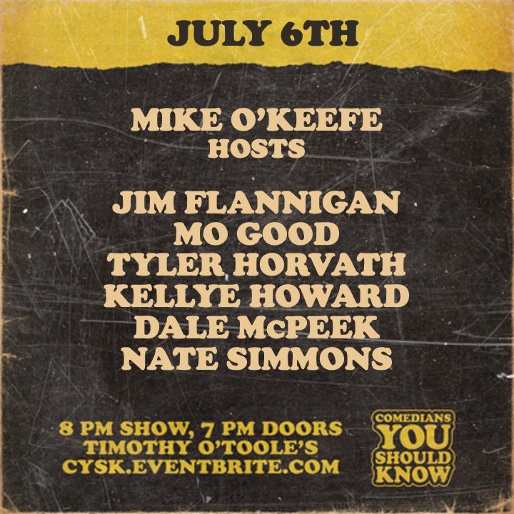 Pretty incredible lineup we’ve got tonight and tickets are selling fast. You get your tickets yet? 

go to cysk.eventbrite.com and use promo code TWITTER2 for $8 tickets or pay $15 at the door, if there are any left!
<a href="/TylerJHorvath/">Tyler Horvath</a> <a href="/jimmyflann/">Jim Flannigan</a> @kellyehoward <a href="/DaleMcpeek/">Dale McPeek</a>