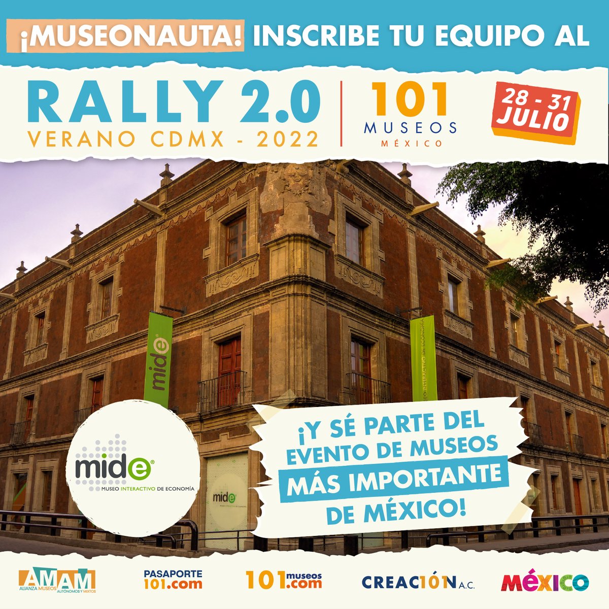 MuseoMIDE's tweet photo. Tenemos para ti el mejor plan para estas vacaciones de verano.

¡El Rally 2.0 Verano CDMX 2022! ☀️🕶

Inscríbete y participa con tus amigos y familia para ganar increíbles premios.

🔗 https://t.co/BeSrc8lN2s

#Rally101 #MuseosAMAM #VisitaLosMuseos https://t.co/KaXdGhYJFR