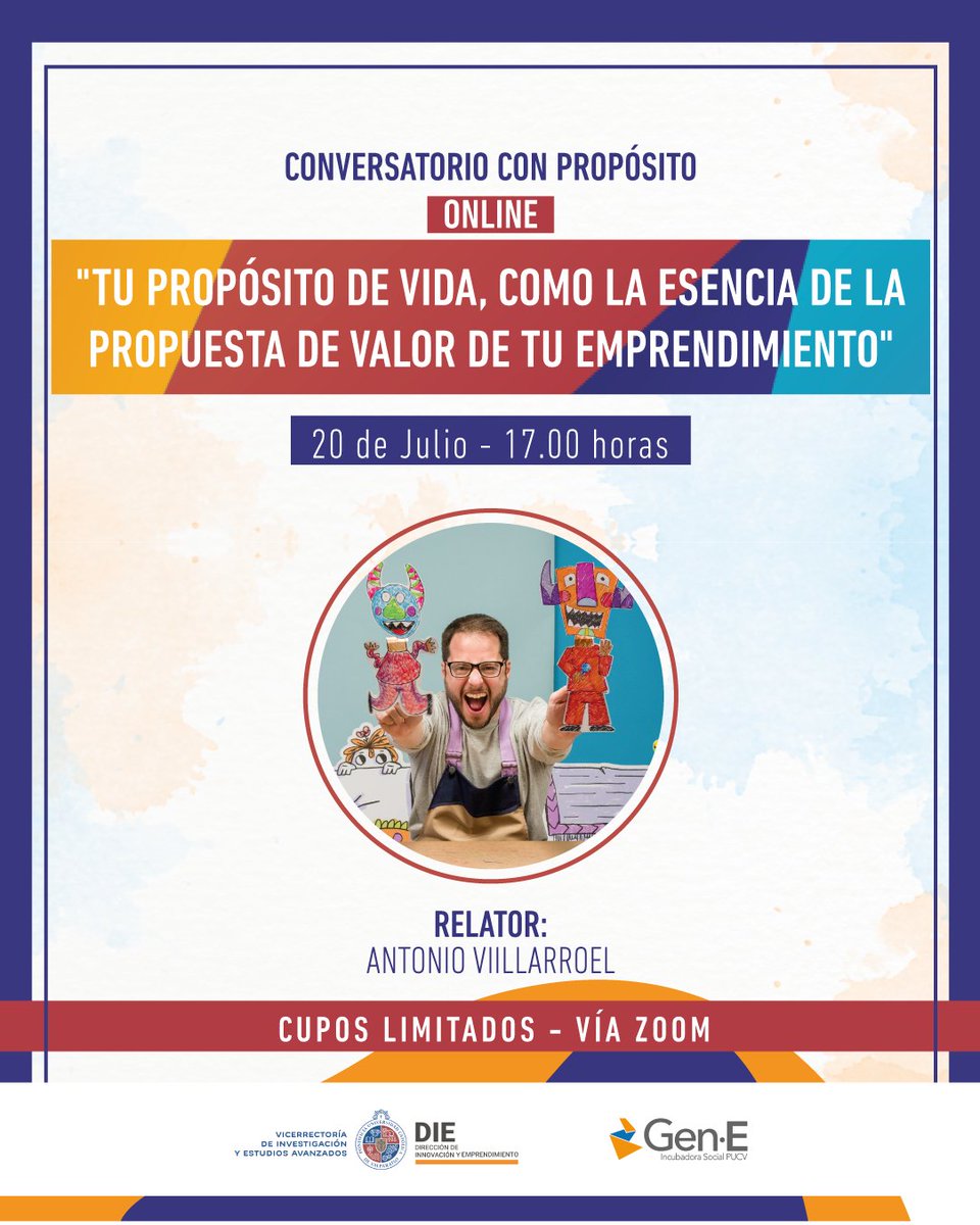 IncubSocialPUCV's tweet photo. #Conversatorioconpropósito🙌🤩 en esta oportunidad el emprendedor educativo, Antonio Villarroel, nos introducirá a la temática “Tu propósito de vida, como la esencia de la propuesta de valor de tu emprendimiento”.

Inscríbete AQUÍ ⏬
https://t.co/Q4w5N6Whuf (cupos limitados) https://t.co/R2BOxXWvJa