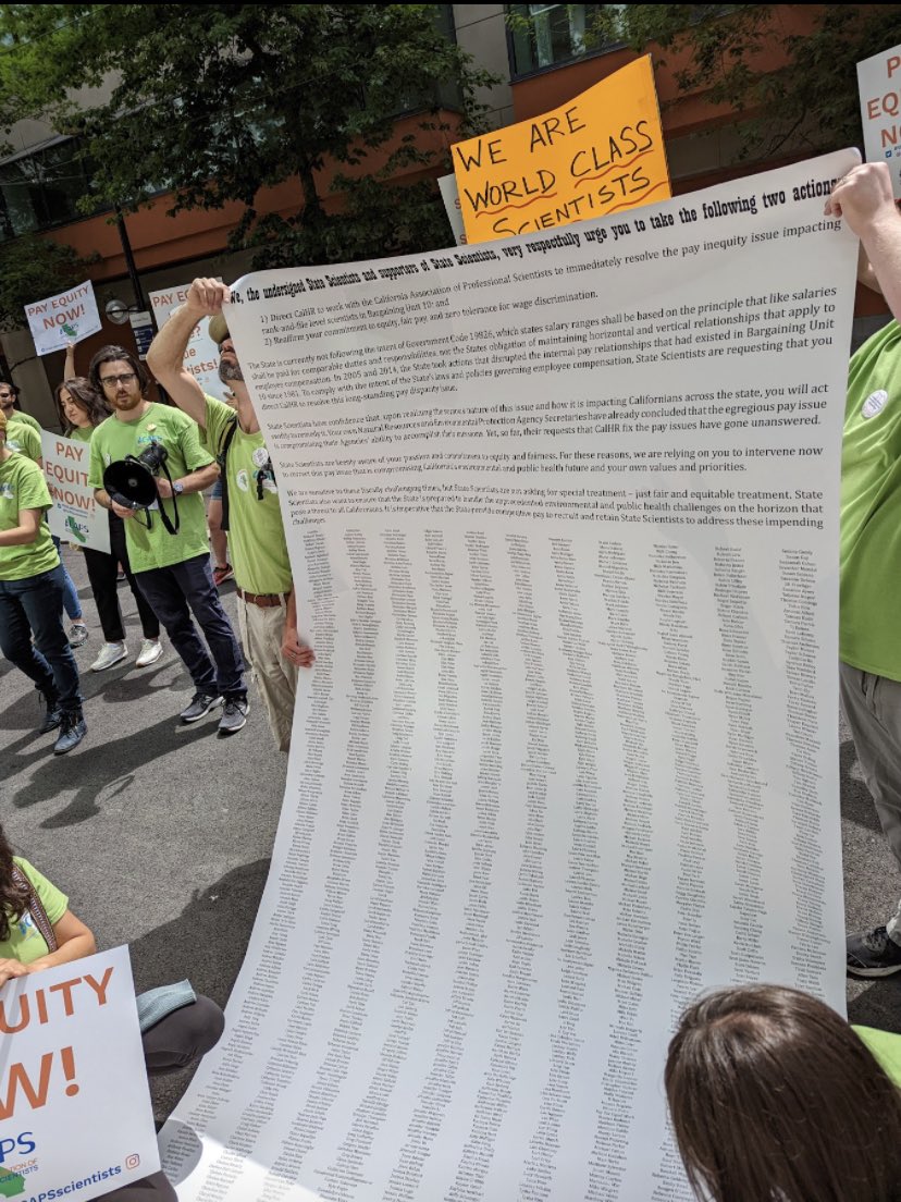 capsscientists's tweet photo. We call on @GavinNewsom to #ValueScientists dedicating entire careers to the protection of Californians’ health &amp; CA’s resources. #StateScientists are demanding dignity &amp; respect while in service to CA. @CalHR_Gov https://t.co/haWYoc7qvi
