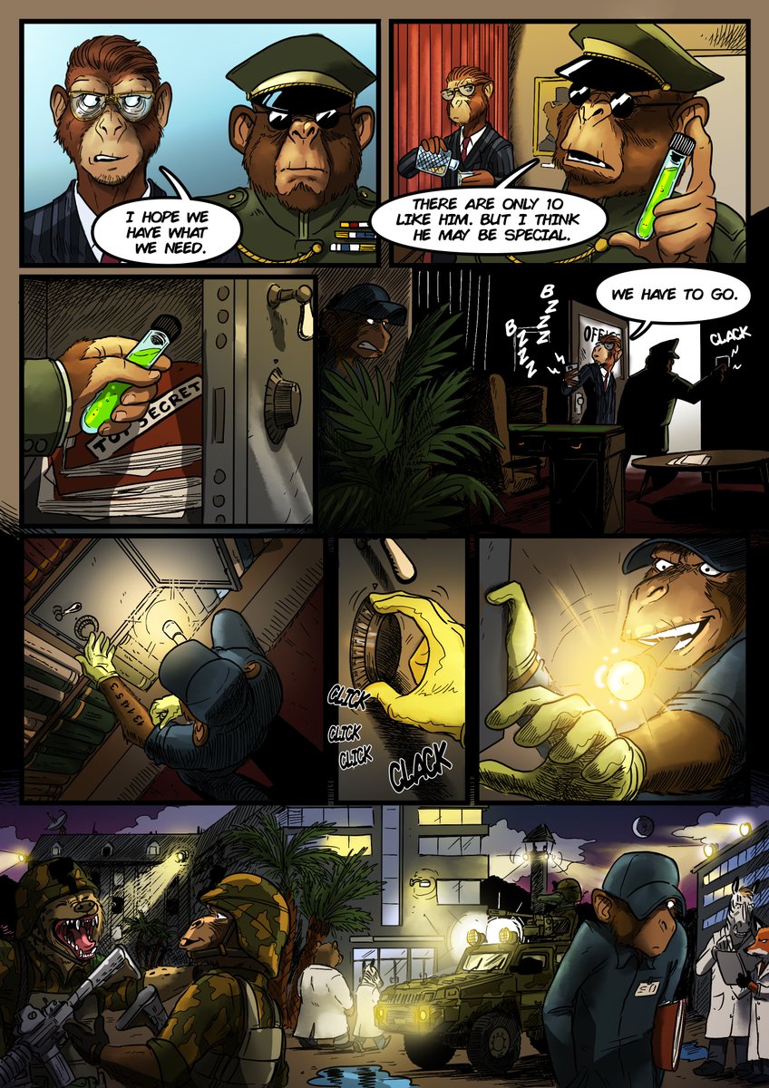 BasketBallNBAZA's tweet photo. 🚨#ZombieApes Comic Reveal 🚨

Here is Page 7 of Zombie Apes Comic!

#ZAPE Comic is purchasable with $WORMS + mints July 9th at 6pm est!

To celebrate, we’re giving away a 1:1 NFT of this page 7!

For a chance to win:

Retweet, follow @ZombieApesNFT + guess what happens next 👀 https://t.co/zd8qQaql3A