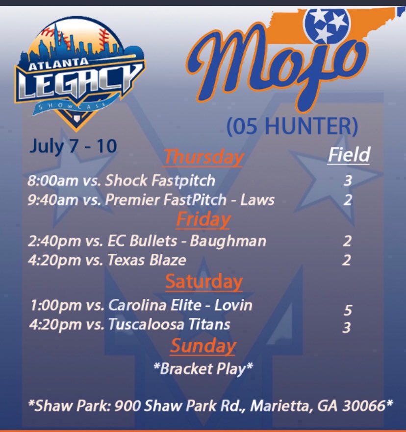 Our game schedule for this week in Atlanta!! <a href="/CoachJenParsons/">Jenny Parsons</a> <a href="/UCASoftball/">UCA Softball</a> <a href="/KaylaBixel/">Kayla Bixel</a> <a href="/WKUSoftball/">WKU Softball</a> <a href="/Coach_LaPorte/">Loren LaPorte</a> <a href="/JMUSoftball/">JMU Softball</a> <a href="/CoachStrinz/">Sami Strinz-Ward</a>  <a href="/TexasTechSB/">Texas Tech Softball</a> <a href="/CoachChurchill/">Angie Churchill</a> <a href="/SHUSoftball/">Seton Hall Softball</a>