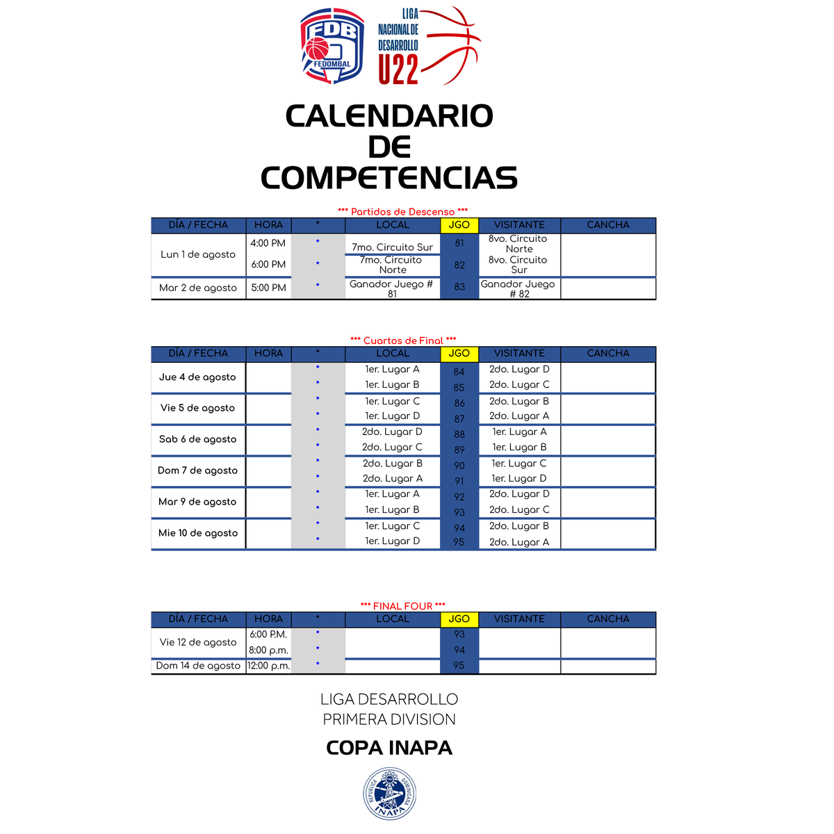 LNDoficial's tweet photo. 🔜Les Presentamos el calendario oficial de la segunda temporada de la Liga Nacional de Desarrollo U22 de la República Dominicana 🇩🇴🇩🇴🇩🇴🇩🇴
Cuida el agua… cuida el futuro!

📺Transmisión vía Youtube/LiveFedombal &amp; @cdndeportes

#LaLigaDeLasOportunidades #U22 #lndoficial #Copainapa https://t.co/ja7qWeUGw6
