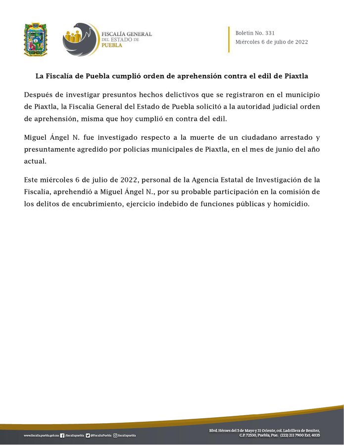 Detienen al presidente municipal de Piaxtla, Miguel Maceda Carrera -  Primera Plana Noticias