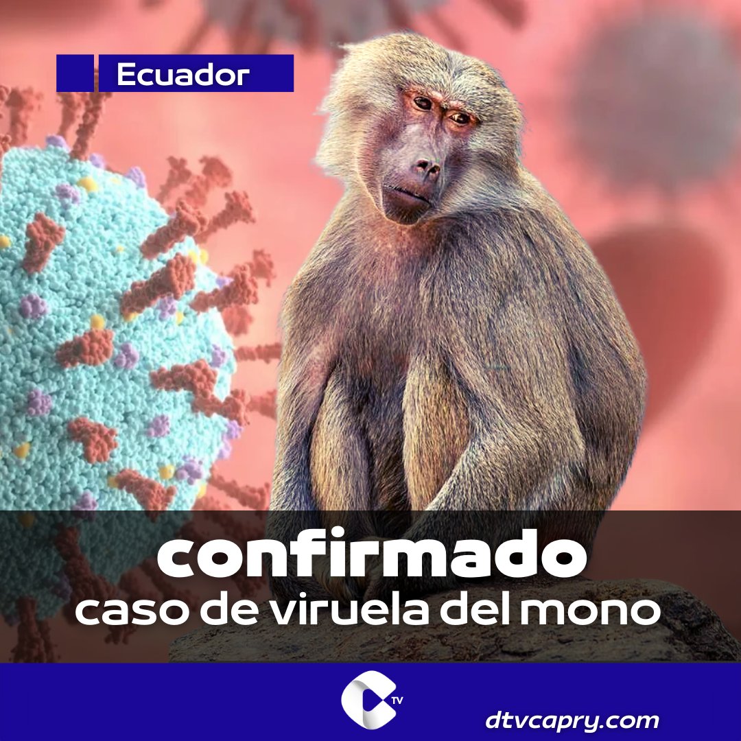 dtvcapry's tweet photo. El Ministerio de Salud Pública del Ecuador, confirmó este mediodía, el primer caso de viruela del mono en el país.
El paciente es de 30 años de edad y que se encuentra en condición estable, presentó síntomas como fiebre, decaimiento, malestar general y vesícula.
#dtvcapry #MSP https://t.co/fIT31IIfY4