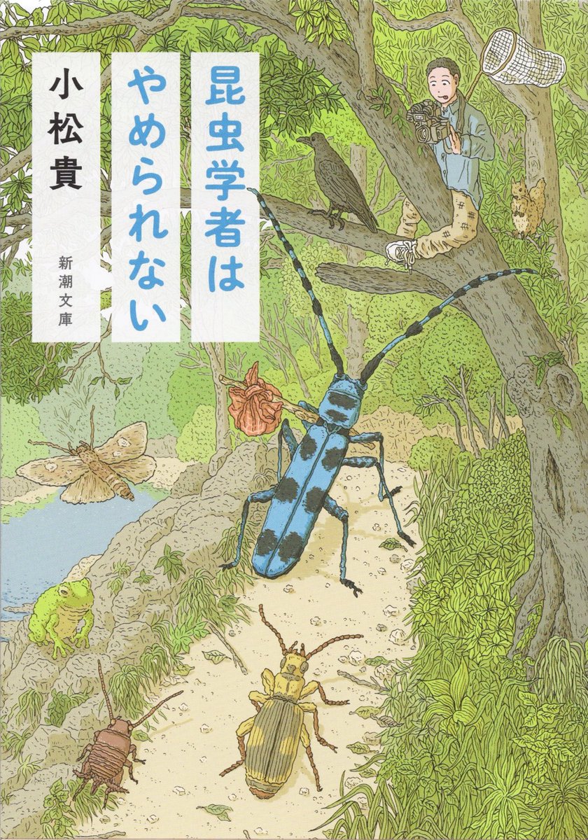 小松貴さん著『昆虫学者はやめられない』(新潮文庫)、文庫版の装画を担当いたしました。装丁は新潮社装幀部の望月玲子さんです。
おすすめポイントはリスです。 