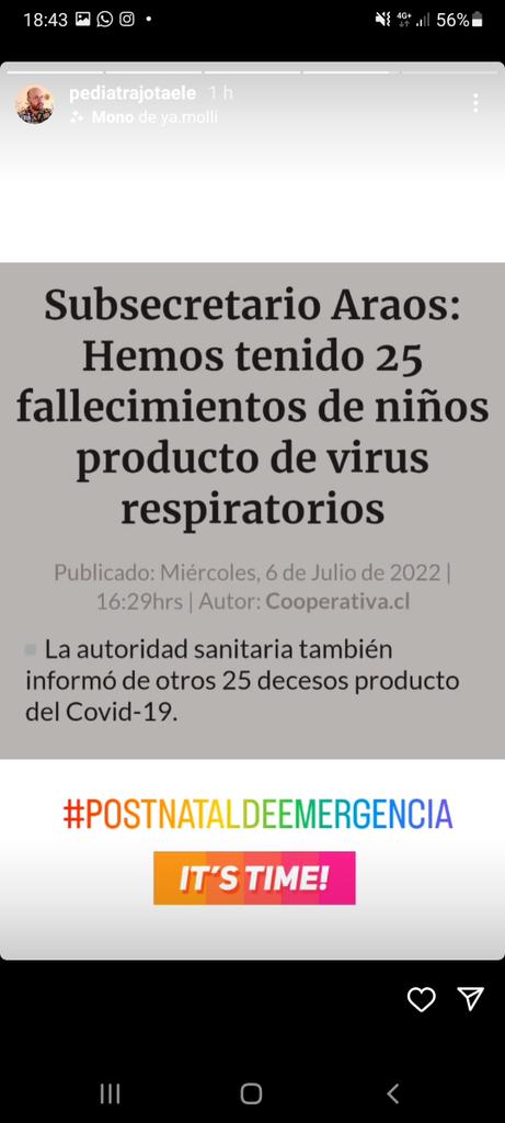 CamilaPodadera's tweet photo. Después de ver estos titulares, encuentro impresentable que el @ministeriosalud no se pronuncie respecto al #Postnataldeemergencia https://t.co/UTXXbj9woK