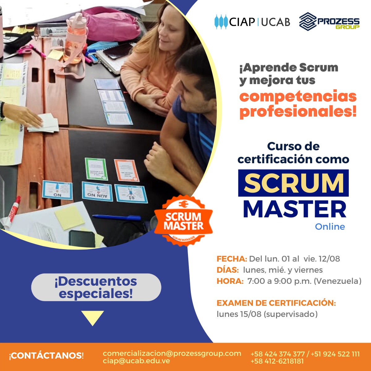 ProzessGroup's tweet photo. En AGOSTO 👉 Nueva edición Curso de certificación como #Scrum Master con el @ciap_ucab (Descuentos por pronto pago y para estudiantes y egresados UCAB)
INICIO 01/08
Regístrate en: https://t.co/usch6L3mIH
@ScrumManager @Nicolas_Escobar, @asalafa
 #agile https://t.co/SCxCvVGv5D