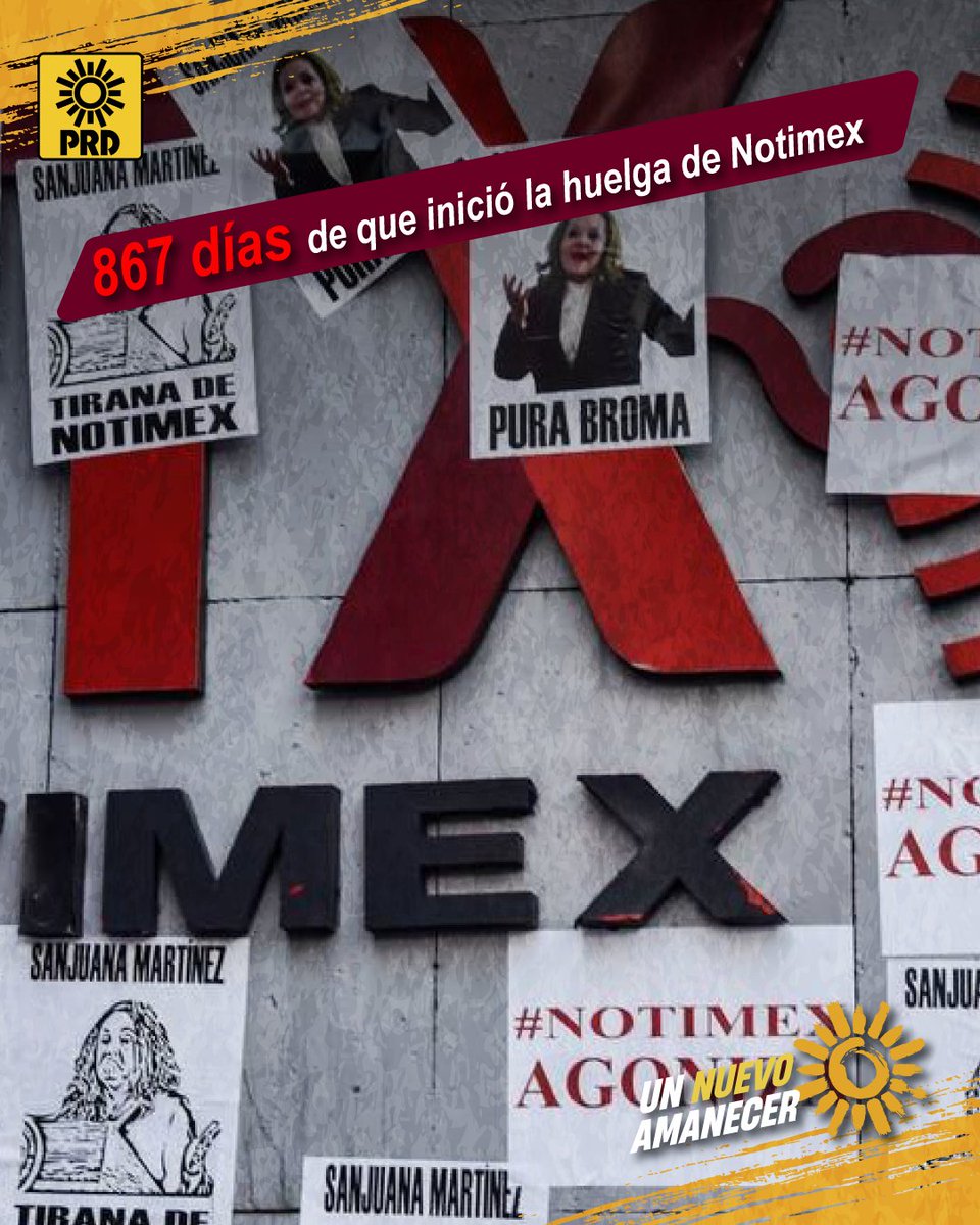 PRDMexico's tweet photo. Exigimos justicia para las y trabajadores de #Notimex que han sido víctimas de abusos, hostigamientos y desprestigio por parte de Sanjuana Martínez. https://t.co/v1tCLgyOvj