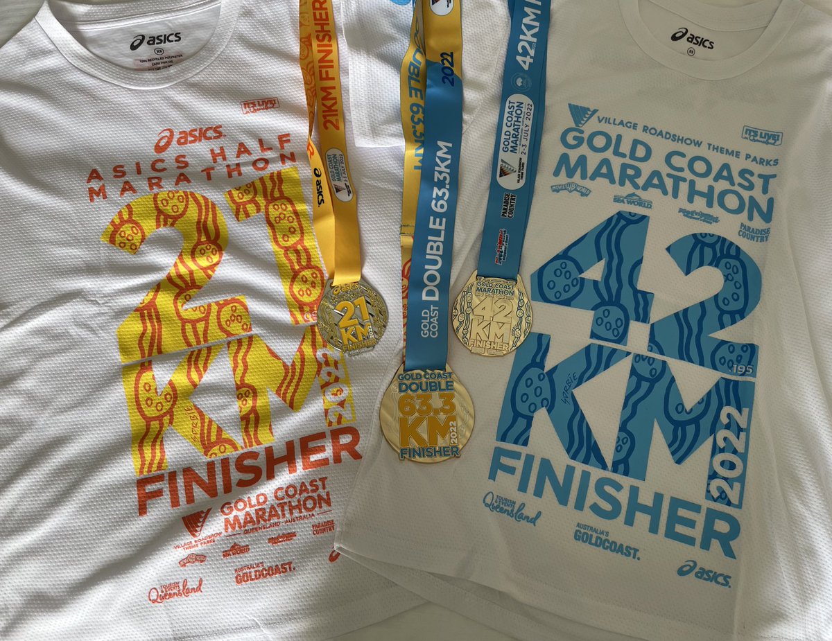 rlebard's tweet photo. Still excited about the bling I earned on the weekend! 🏅 Gold Coast half marathon and full marathon. #gcdouble #gcmarathon https://t.co/IPuOiyWHtd
