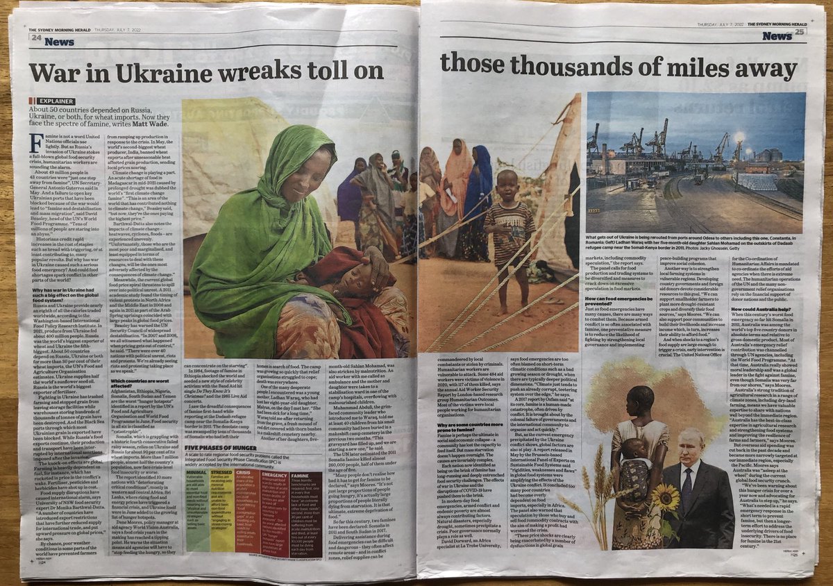 We should be hearing a lot more about the global food security crisis now affecting more than 800m people. My explainer in today’s ⁦@smh⁩ smh.com.au/world/europe/h…