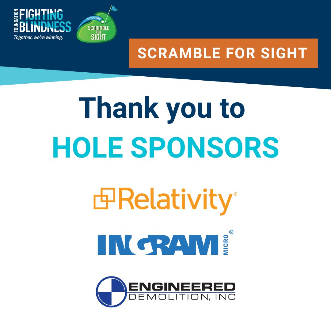 sfs_ffb's tweet photo. THANK YOU to the Hole Sponsors this year: @RelativityHQ @ingrammicroinc and Engineered Demolition! We are grateful for your support of the tournament and Foundation Fighting Blindness. #sfs2022 #scrambleforsight @microsoft @remax @sanctuarygolfcourse @fightblindness https://t.co/rGnVXstfc2
