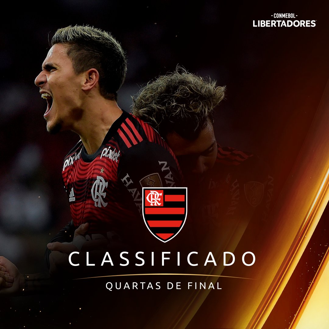 LibertadoresBR's tweet photo. ❤️🖤 Tá chegando de novo! Invicto, o @Flamengo mais uma vez está entre os 8⃣ melhores da CONMEBOL #Libertadores.

🇧🇷🔜 Vai encarar o #Corinthians! https://t.co/AZ2bv5i2HO