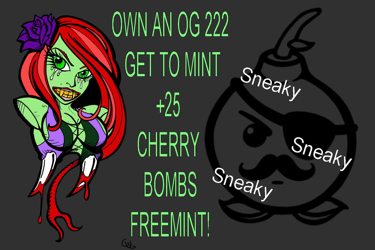 37 #poisonouscherry #NFTs left in the universe! Let's Gooooo! OG 222 gets you #FREENFTs, #FREEMerch, #Whitelist for future projects in the #PoisonousUniverse and you get to mint +25 #CherryBombs the #freemint project on launch! 
<a href="/opensea/">OpenSea</a> #bluecheck RT
opensea.io/collection/poi…