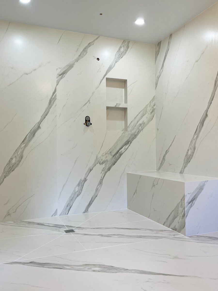 CocoTile's tweet image. Dekton Opera Barrier-Free (Curbless) Shower with Bench - part 1 #cocotile