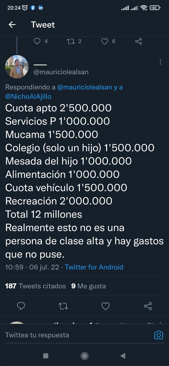 A ver si entendí. no le alcanzan 12 millones para vivir, pero espera que la "mucama" viva con 1.500.000?