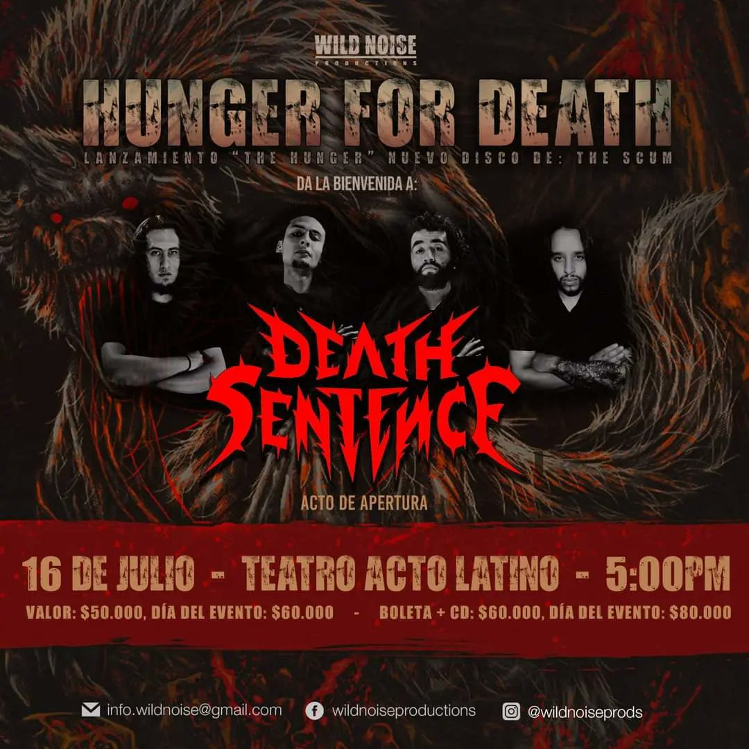 DeathSentence5's tweet photo. ¡Hey Deathmaniacs!

Para Nosotros es un enorme placer poder hacer parte de el lanzamiento oficial de THE SCUM En el  ¡Hunger for Death! Lanzamiento Nuevo Álbum de The Scum - The Hunger el próximo 16 de julio. https://t.co/3BrtlcljsD