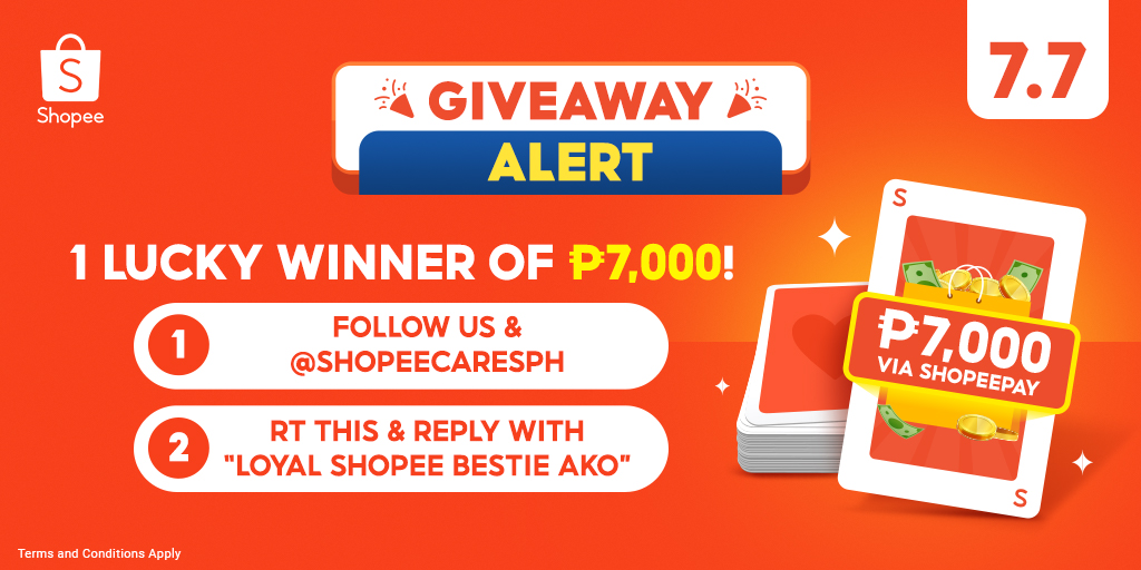 ShopeePH's tweet image. Eeny, meeny, miny, moe. Sino ang makakabunot ng prize sa deck na ‘to?

1. Follow us &amp;amp; @ShopeeCaresPH
2. RT this &amp;amp; reply with “LOYAL SHOPEE BESTIE AKO”

Ang nakakuha ng swerteng baraha sa July 12 ay si… 

*T&amp;amp;Cs apply: shp.ee/kexueqj

#Shopee77MidYearSale
