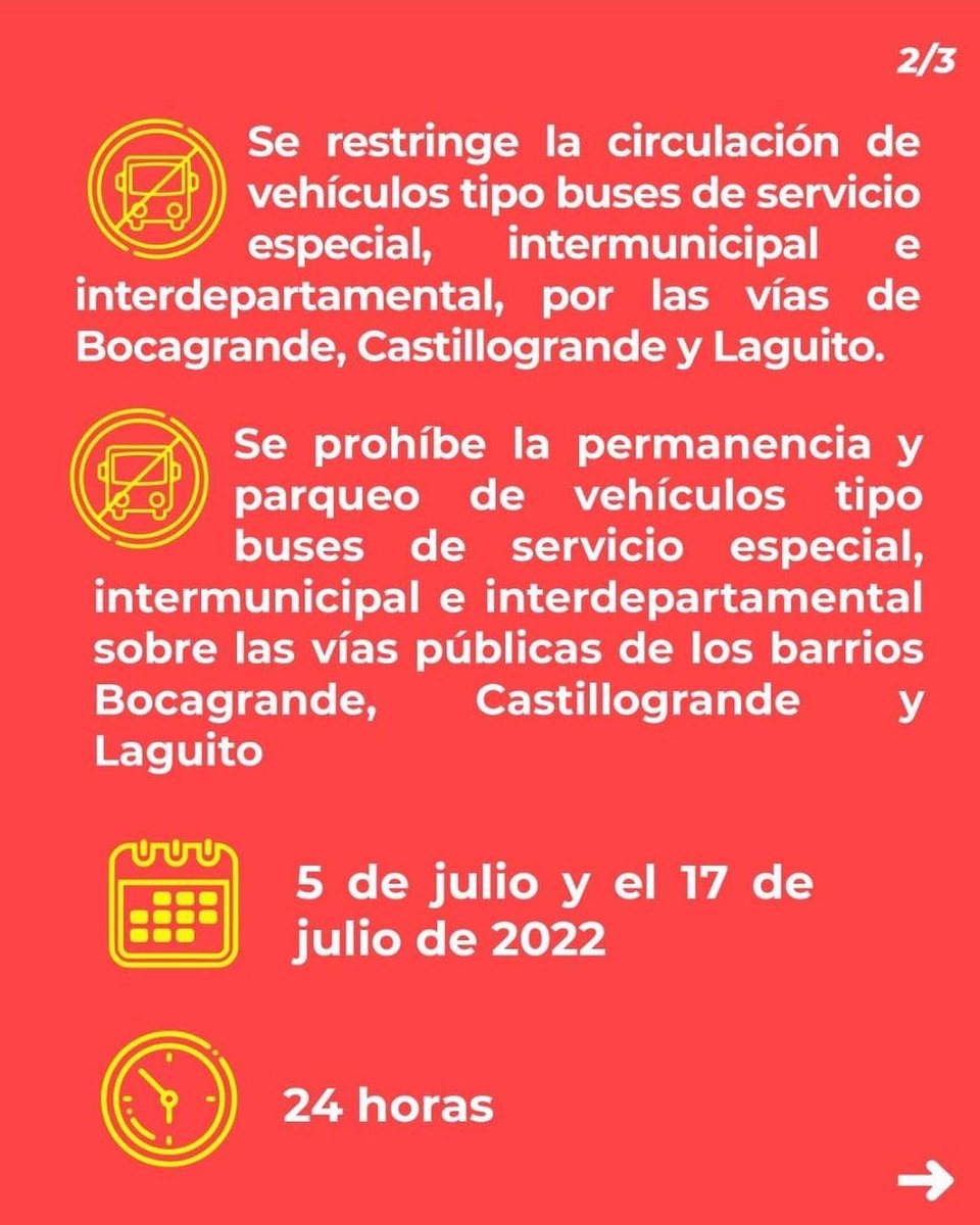 AlcaldiaCTG's tweet photo. 🚨| Conoce las nuevas medidas de circulación temporales que se implementaron con el decreto 0062 del 5 de julio de 2022, debido a la temporada turística. https://t.co/gLMd2ik7pT