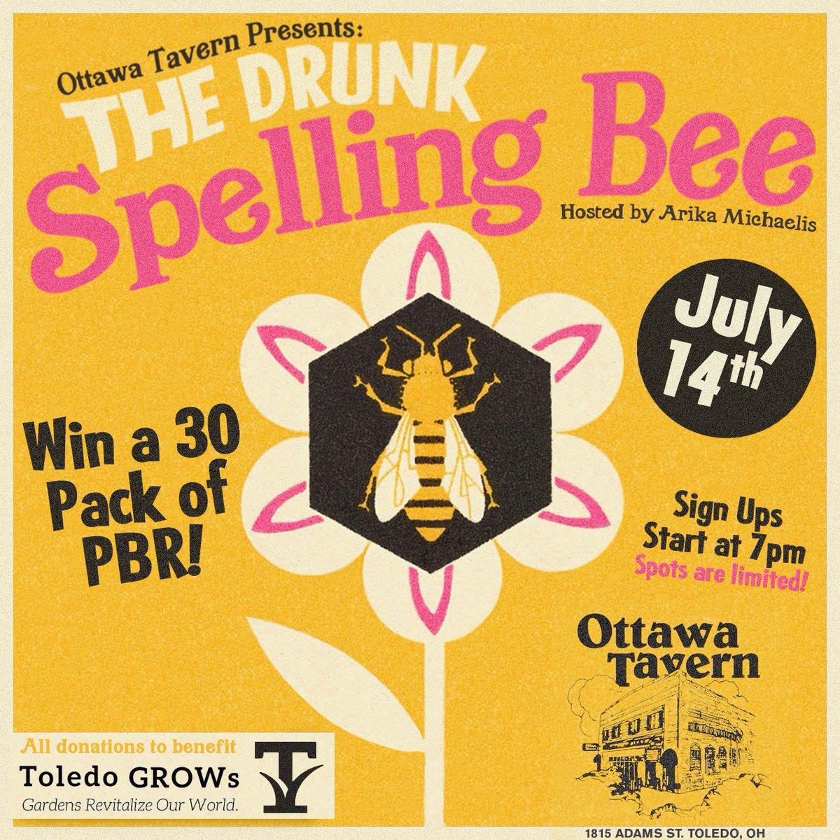 Drunk Spelling Bee Hosted by Arika Michaelis
Thursday, July 14th!