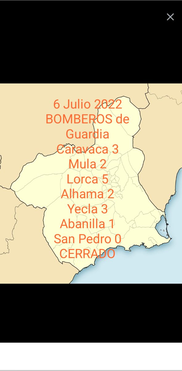 BomberosRMurcia's tweet photo. Hoy, ahora, más de 25 Municipios afectados por  disminución de @BomberosCEIS_RM:
Parques de 
@AytodeCaravaca 
@AyuntamientMula 
@AytoLorca 
@AytoAlhama 
@AytoYecla 
@AbanillaAyto 
@Ayto_SanJavier 

Sin dotaciones mínimas

Gracias por su inseguridad
#RegióndeMurciaTURISMOINSEGURO https://t.co/j9MppmRofs