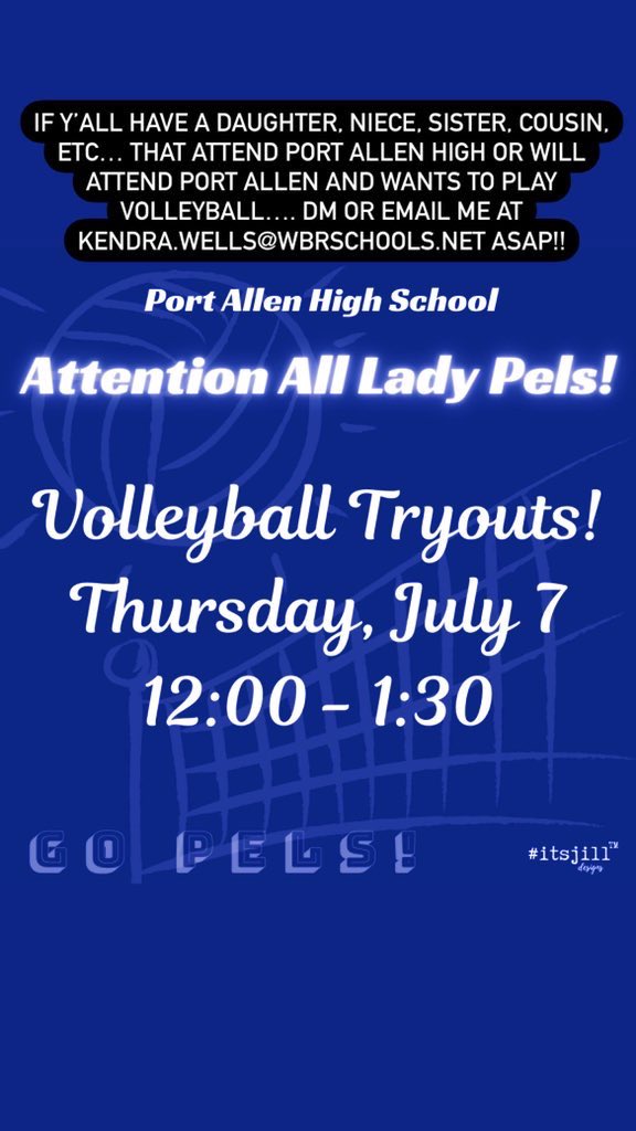Encourage the young ladies in your family to come try out!! It’ll be fun and satisfying for them to be apart of something and make a difference! 
You don’t have to have any experience! Building players and young ladies at the same time!! <a href="/PortAllenPels/">Home of the 🅿️elicans! 💙🖤</a> 
#LadyPelsVolleyball💙🤍🏐
