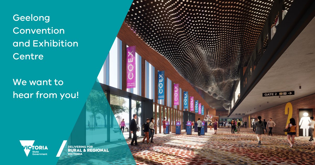 📢 Geelong is getting a convention and exhibition centre and we want to hear from you! Complete the survey or meet the project team and have your say on the project’s vision for Geelong. 🔗 bit.ly/3OOA47Q #GeelongCityDeal @VicGovAu @GreaterGeelong @AusGovInfra