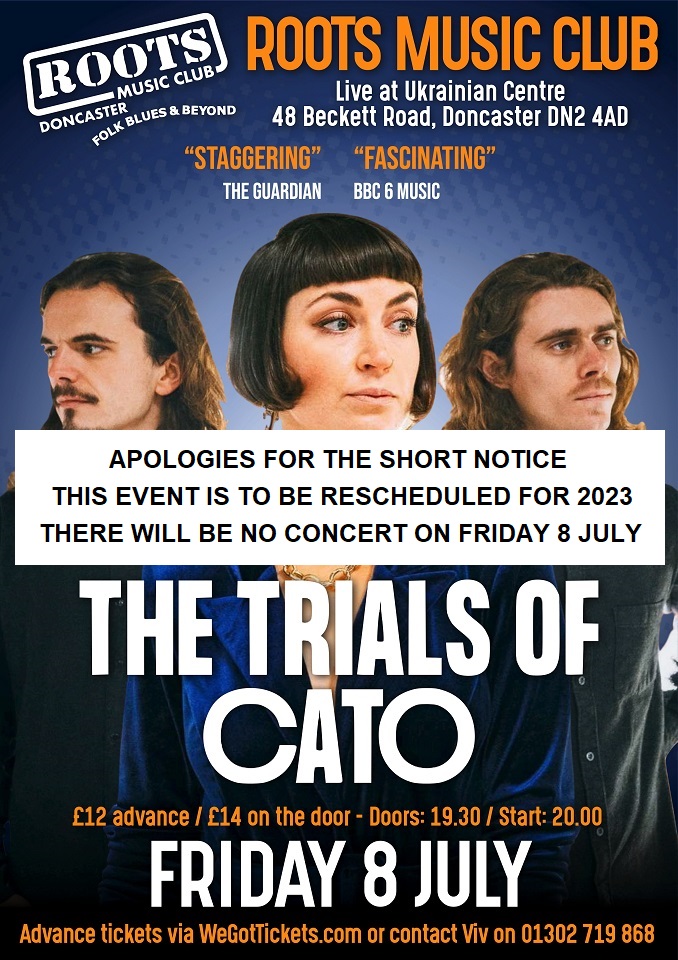 Hello It is with regret that our next event has had to be rescheduled due to unforeseen circumstances. We will announce a new date in due course. Please get in touch with us if you have any concerns. THERE WILL BE NO CONCERT ON FRIDAY 8 JULY