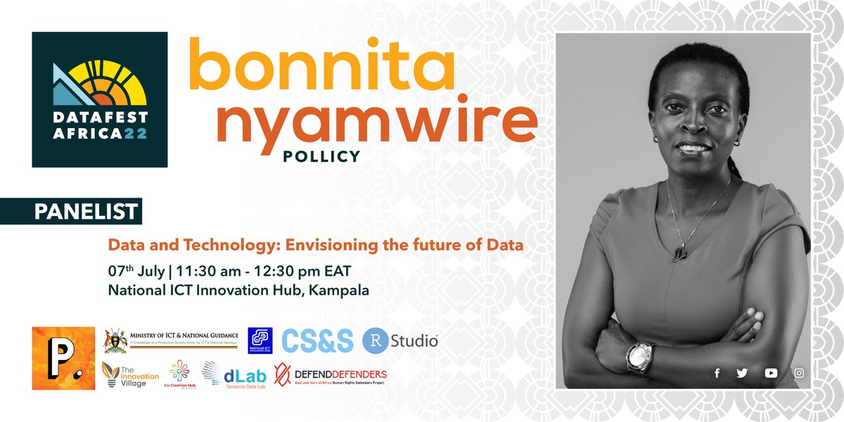 PollicyOrg's tweet photo. Introducing #DataFestAfrica Panelists:
Topic: "Data &amp; Technology: Envisioning the future of Data"
Bernard Sabiti
Joyce Nakatumba
Bonnita Nyamwire
Jean Makki

#BigDataLittleData #DFA22 #DataFestKampala #DataScience #Data https://t.co/Pg1DtrHdzm
