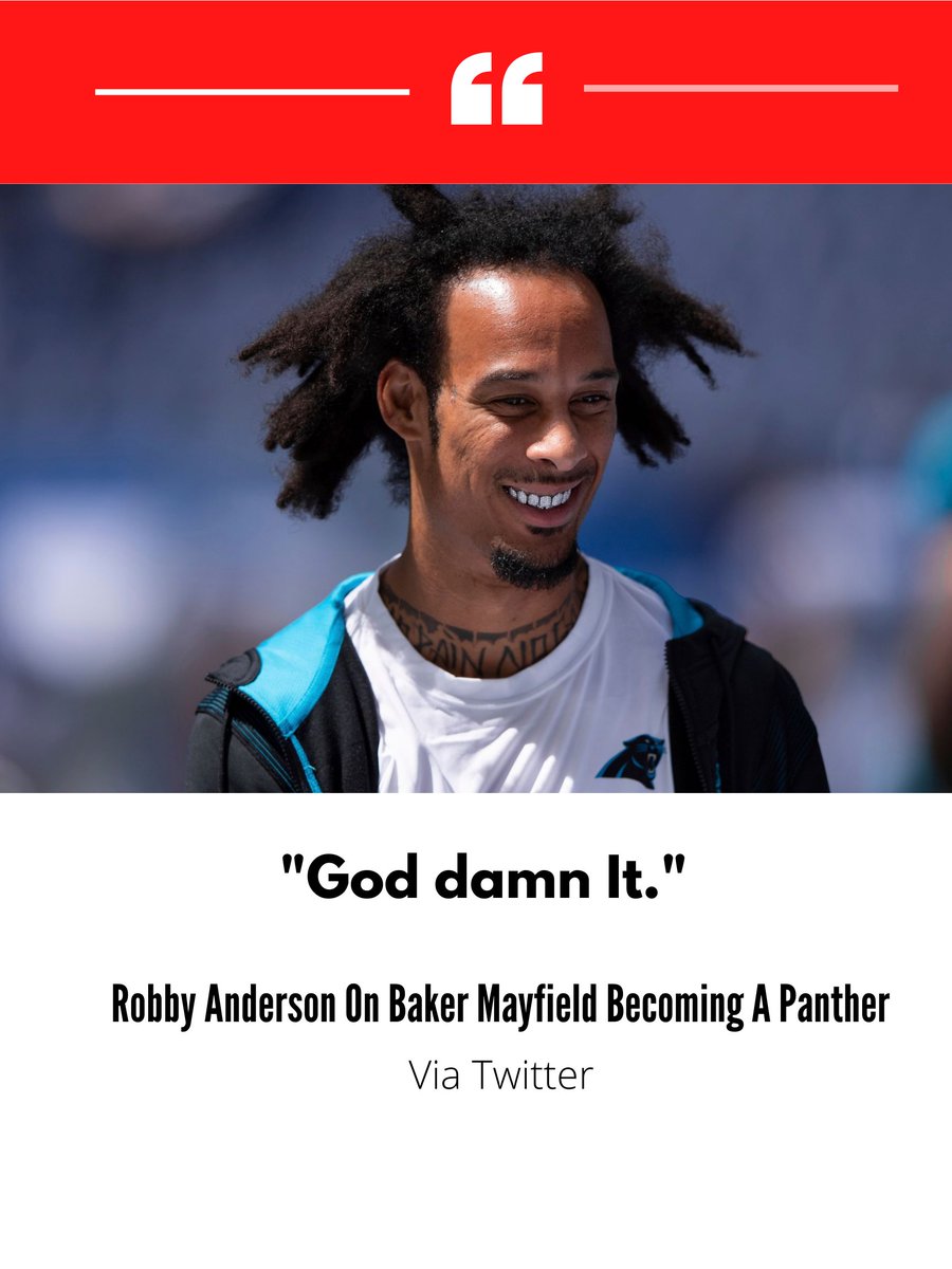 TheDeflatables's tweet photo. Robby Anderson Weighs In On New QB And Teammate Baker Mayfield 💯😂😂
#NFL #robbyanderson #Panthers #BAKERMAYFIELD #Cleveland #Browns #NFLTwitter #CarolinaPanthers https://t.co/7loF4ZSuT4