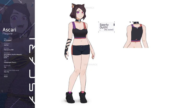 Should have had these prepped way way sooner than this but:

✨ It's Ascari! ✨ Specifically, her ref sheets! 

If you wanna draw her, you can use the #AscariZone tag ! Or @ me, I'm not picky. If not well you can imagine where the rest of her moles and freckles are or smth. :3c 