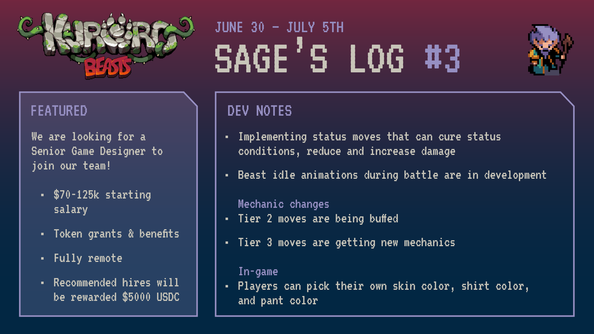 kurorobeast's tweet photo. Weekly #SagesLog 📜 update!

The Pokemon Pros and Game Devs are hard at work to iron out and launch new moves for our PvP Alpha [ https://t.co/UtK43W7PcM ] ⚔️

You will soon be able to choose different skin, shirt and pant colors to roam around https://t.co/iT9EtMie0H 🏝️ https://t.co/mnKiv0QaBB