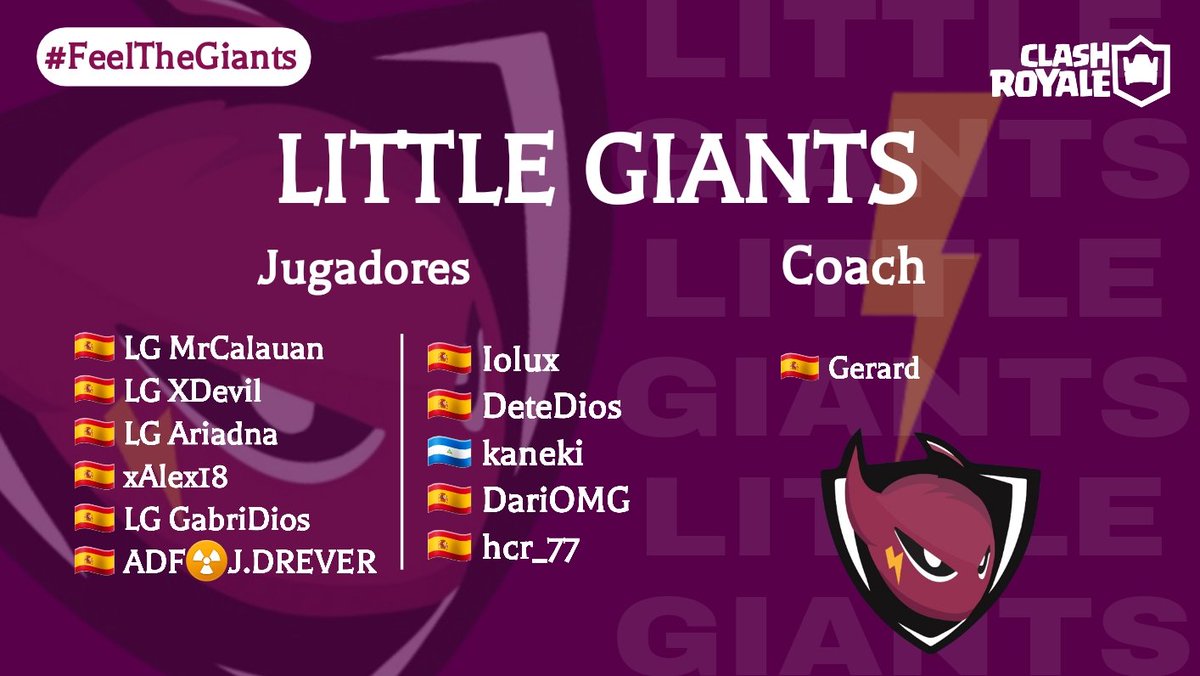 LittleGiantsLG's tweet image. 𝐋𝐈𝐓𝐓𝐋𝐄 𝐆𝐈𝐀𝐍𝐓𝐒

¡Estos son los jugadores que defenderán nuestro escudo en la arena!

⚡️ @MrCalauan
⚡️ @Pauesc01
⚡️ @ariadna_mejias
⚡️ @Strada111_YT
⚡️ @GabriB1218
⚡️ @_d3vil_hell_
⚡️ @iolux_cr
⚡️ @detecillo
⚡️ @kaneko7209
⚡️ @samulamula_
⚡️ @hcr_77CR

#FeelTheGiants ⚡️