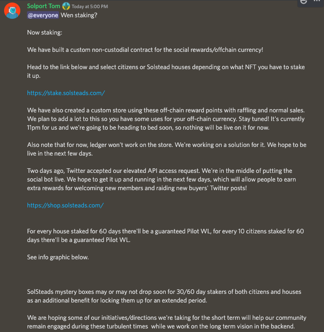 CryptoCurb's tweet photo. Say no more, @SolsteadsNFT Steads &amp; Citizens staked, locked and loaded for 60 days. 🔒

Builders gonna build. 👷

Mystery boxes soon, Pilots soon?! Sold. Not to mention mid-long term future for these. 🔥

#LFG 📈 https://t.co/ka7V6a6iIx