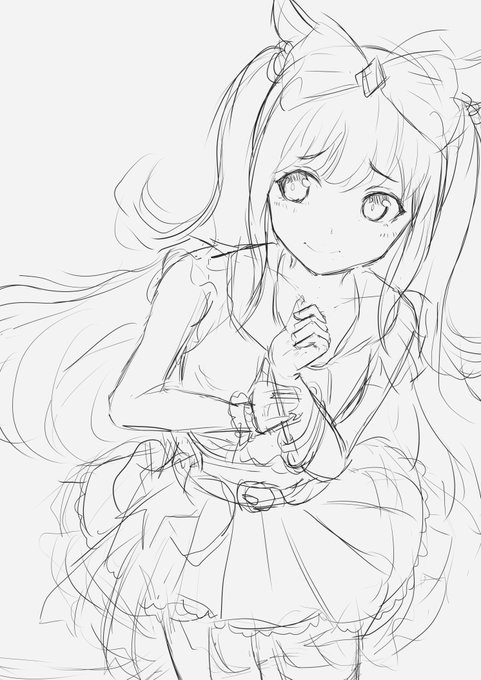 おはようございますwip☀️
流し目デジたんの雑ラフ出来ましたー🎶 